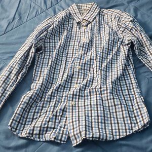 Express Extra Slim Fit Dress Shirt - Blue, Black, White Checker Pattern - Size S